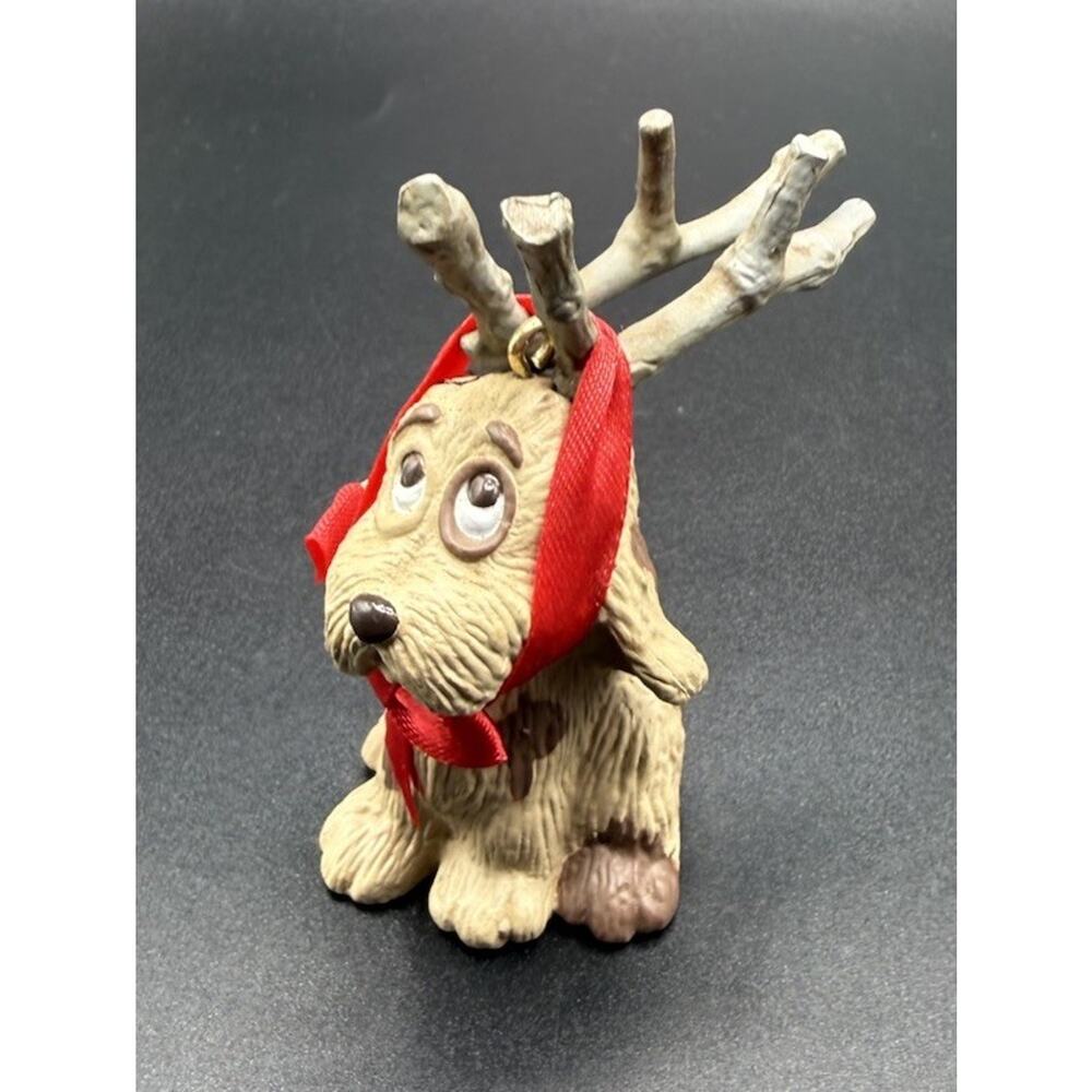 Hallmark Ornament 1987 Reindoggy Dog Branch Antlers Red Ribbon Bow No Box -Lo16 - Picture 8 of 8